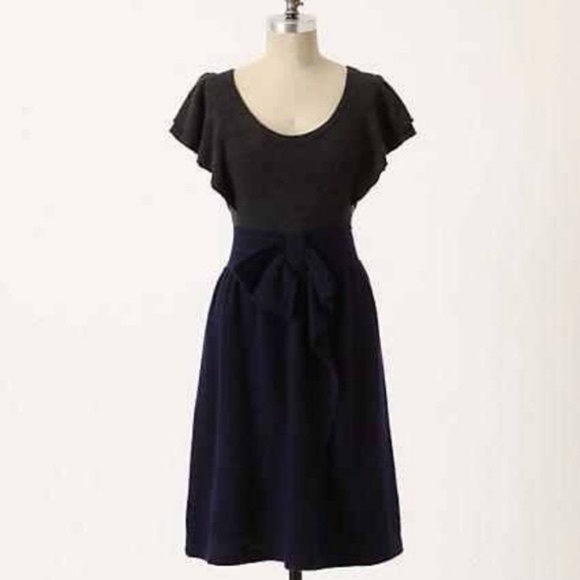 Anthropologie Moth Curtain Call Blue Grey Wool Dress - Picture 3 of 7